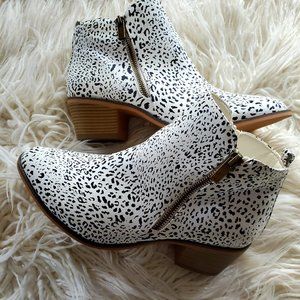 Black and White Cow Ankle Boots